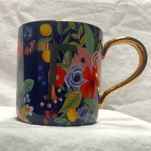 Rifle Paper Co. Floral and Gold Monogrammed Mug (T)